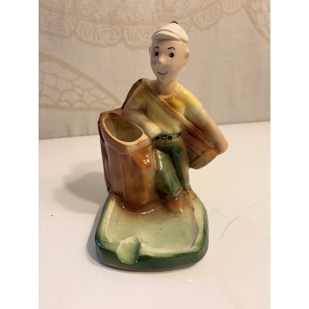 Caddie Laddie by Jerks Socks Cincinnati Ohio Figurine Ashtray Organizer 8.5" VTG